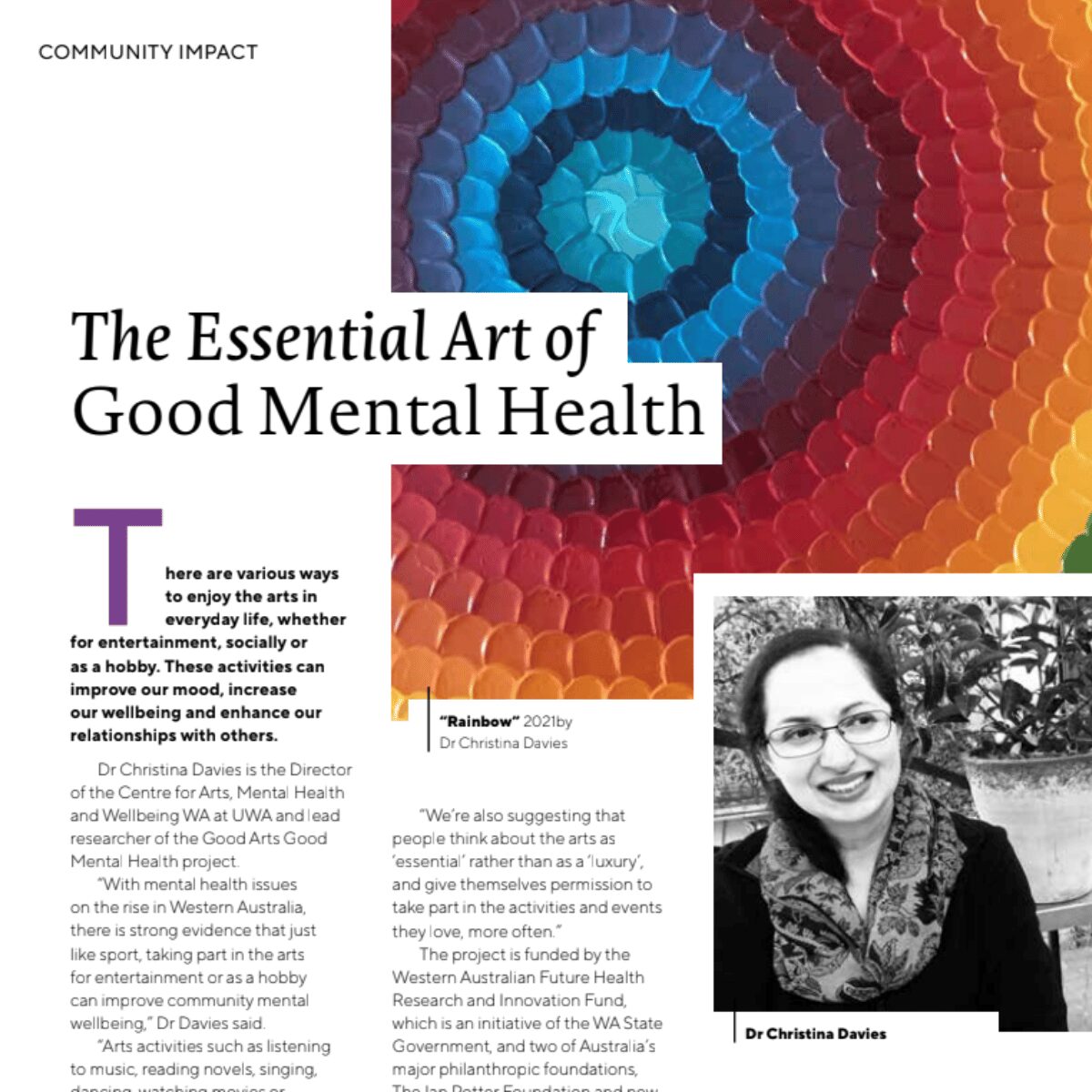 a snippet of a news article titled "the essential art of good mental health"